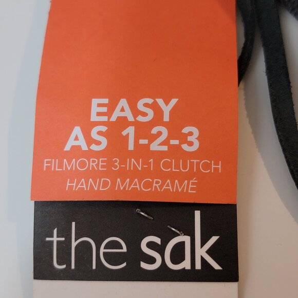 NWT The Sak Black Woven Leather Fringe Crossbody Bag Silver Hardware - Picture 11 of 13